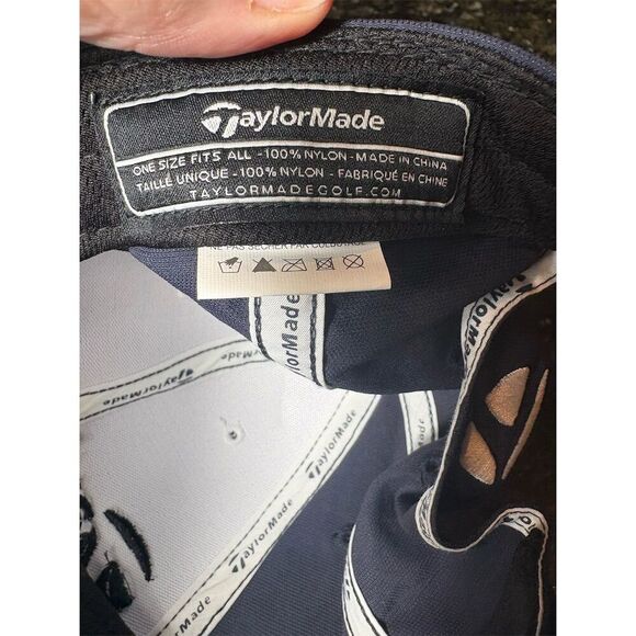TaylorMade Men's Adjustable Golf Cap Navy & White One Size - Picture 7 of 7
